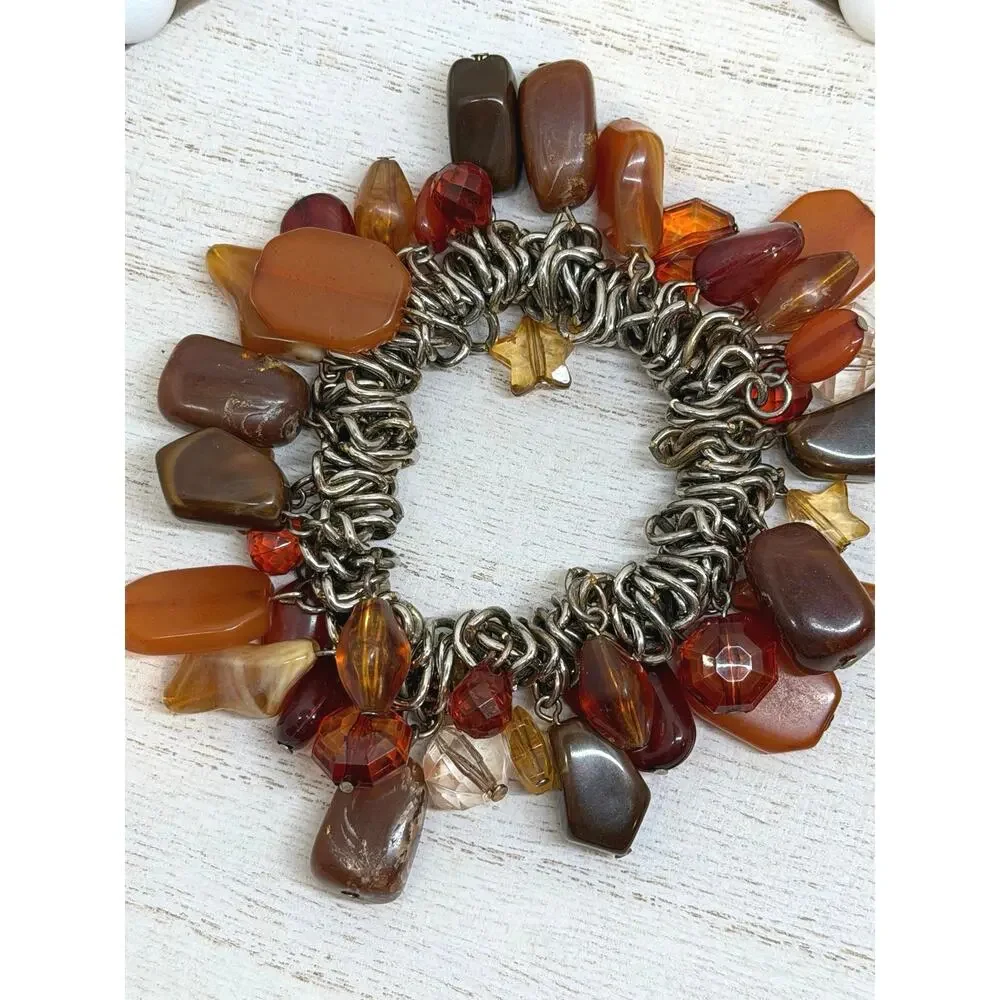 Boho Beaded Stretch Bracelet – Earthy Tones